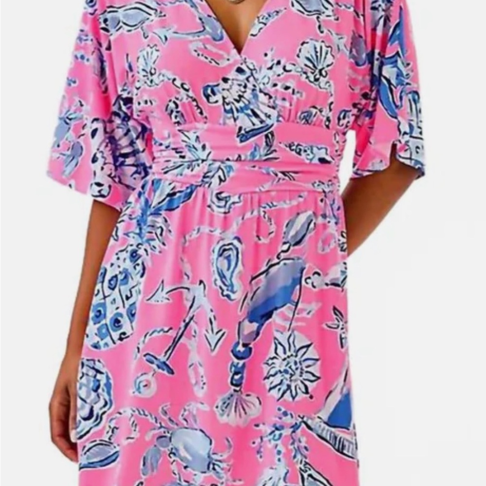 NWT- Lilly Pulitzer Parigi Romper-ROUSSEAU PINK - OVERSIZED BAREFOOT BEACHCOMBER